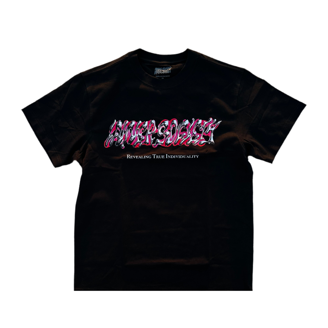 "INNER SOCIETY" CHROME TEE - HOT PINK