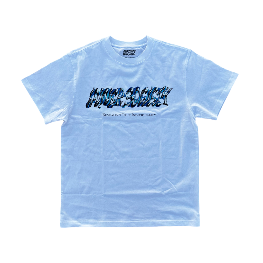 "INNER SOCIETY" CHROME TEE - AQUA